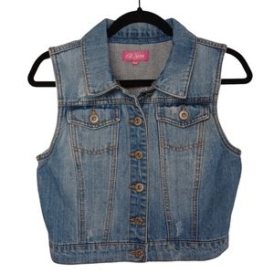CI SONO Blue Sleeveless Button Front Jean Denim Medium Vest